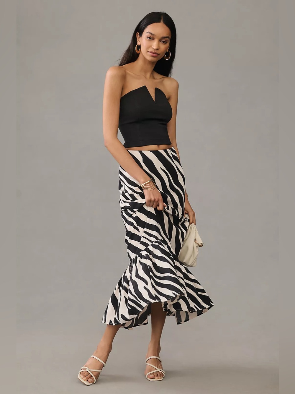 Anthropologie Forever That Girl Zebra Print Ruffle Hem Maxi Skirt NWT Size Small - Picture 2 of 13